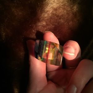 Rainbow plastic clear Y2K ring